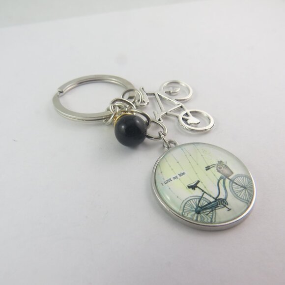 Bicycle Keychain Bike Lover Gift Bike Key Ring I Love My Bike Charm Key Chain - Picture 2 of 4